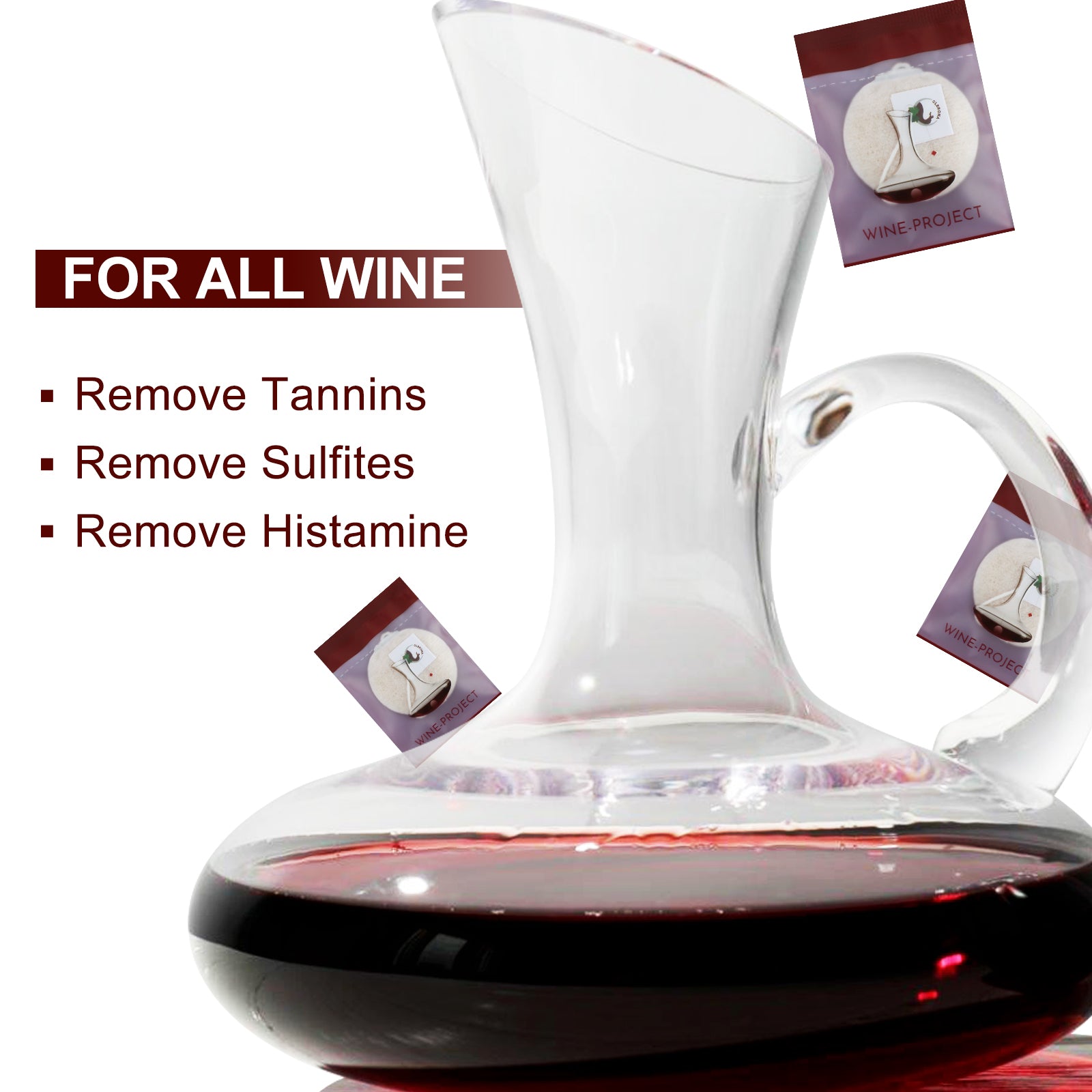 Wine Wand Wine Filters for Histamine and Sulfite Remover, the Wand Wine Purifier, Wine Wands Filters, for the Decanter(Pack of 4)