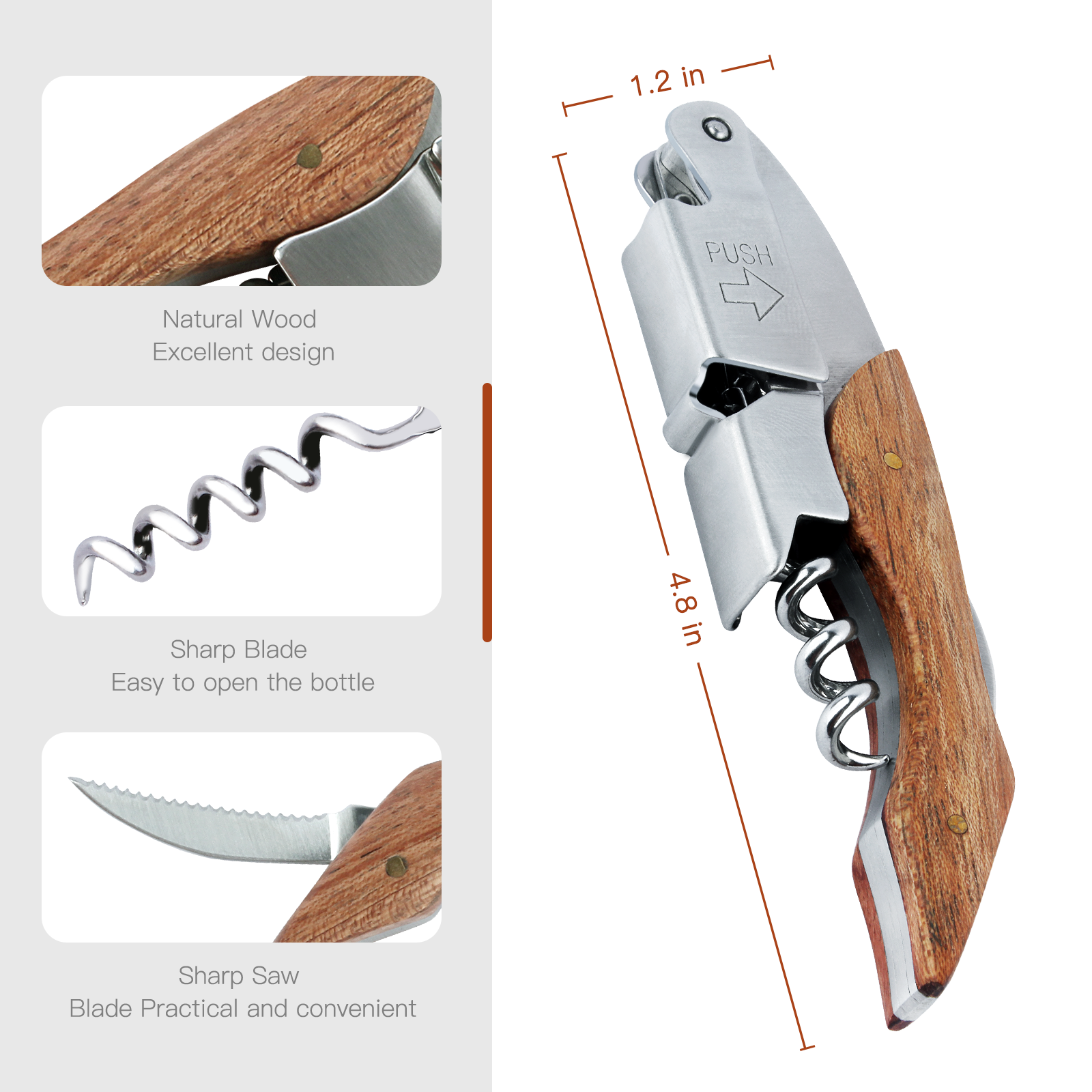 Waiters Wine Bottle Opener, Professional Waiters Corkscrew for Wine Bottles，Manual Wine Key for Servers, Waiters, Bartenders and Home Use