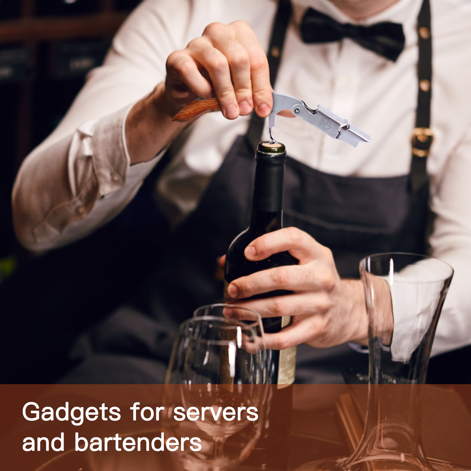 Waiters Wine Bottle Opener, Professional Waiters Corkscrew for Wine Bottles，Manual Wine Key for Servers, Waiters, Bartenders and Home Use
