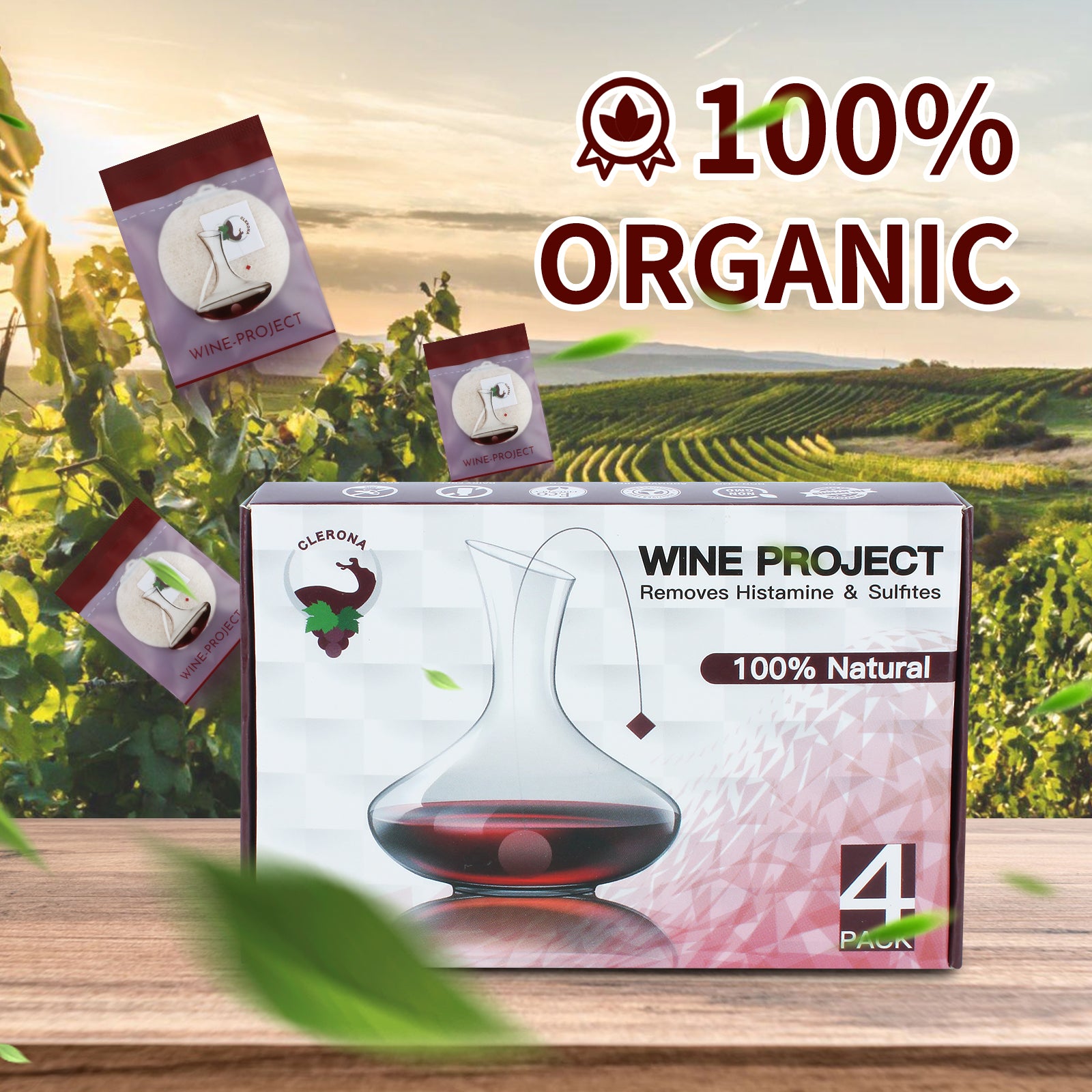 Wine Wand Wine Filters for Histamine and Sulfite Remover, the Wand Wine Purifier, Wine Wands Filters, for the Decanter(Pack of 4)