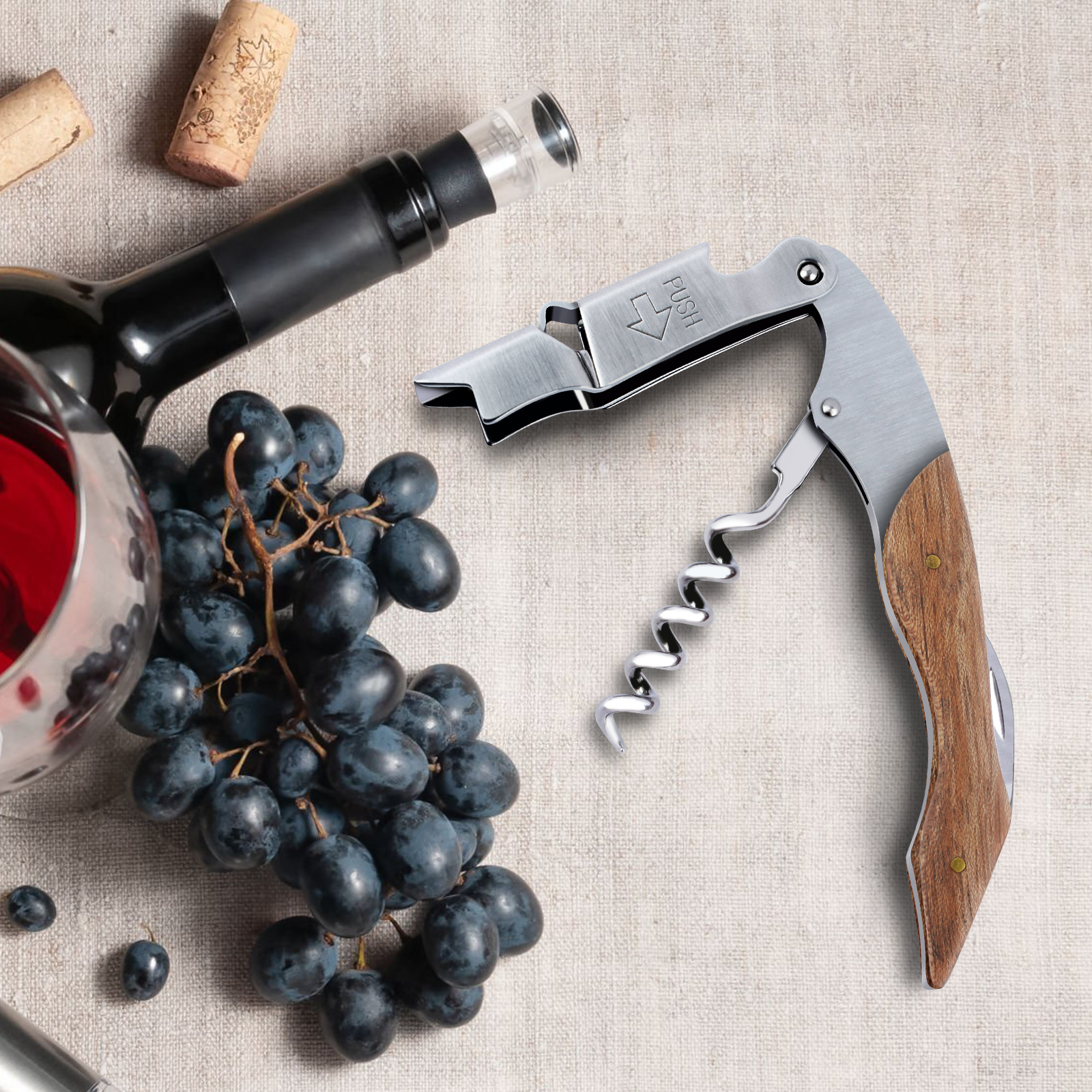 Waiters Wine Bottle Opener, Professional Waiters Corkscrew for Wine Bottles，Manual Wine Key for Servers, Waiters, Bartenders and Home Use